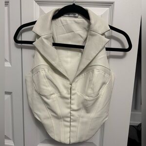Maniere De Voir White Waiscoat corset  Top